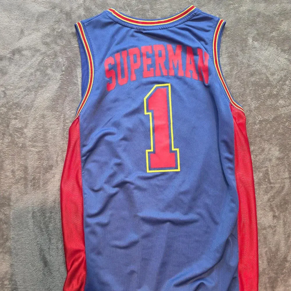 Superman Jersey Tank Boys 14? Blue Red Mesh Basketball Sleeveless DC Comics